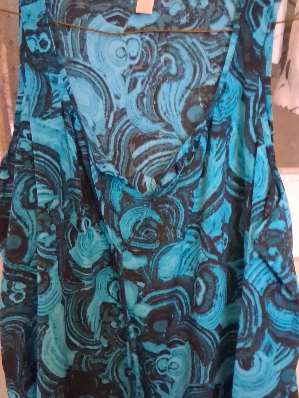 MICHAEL Michael Kors Turquoise and Black Swirl Shurt With Cut Out Shoulders